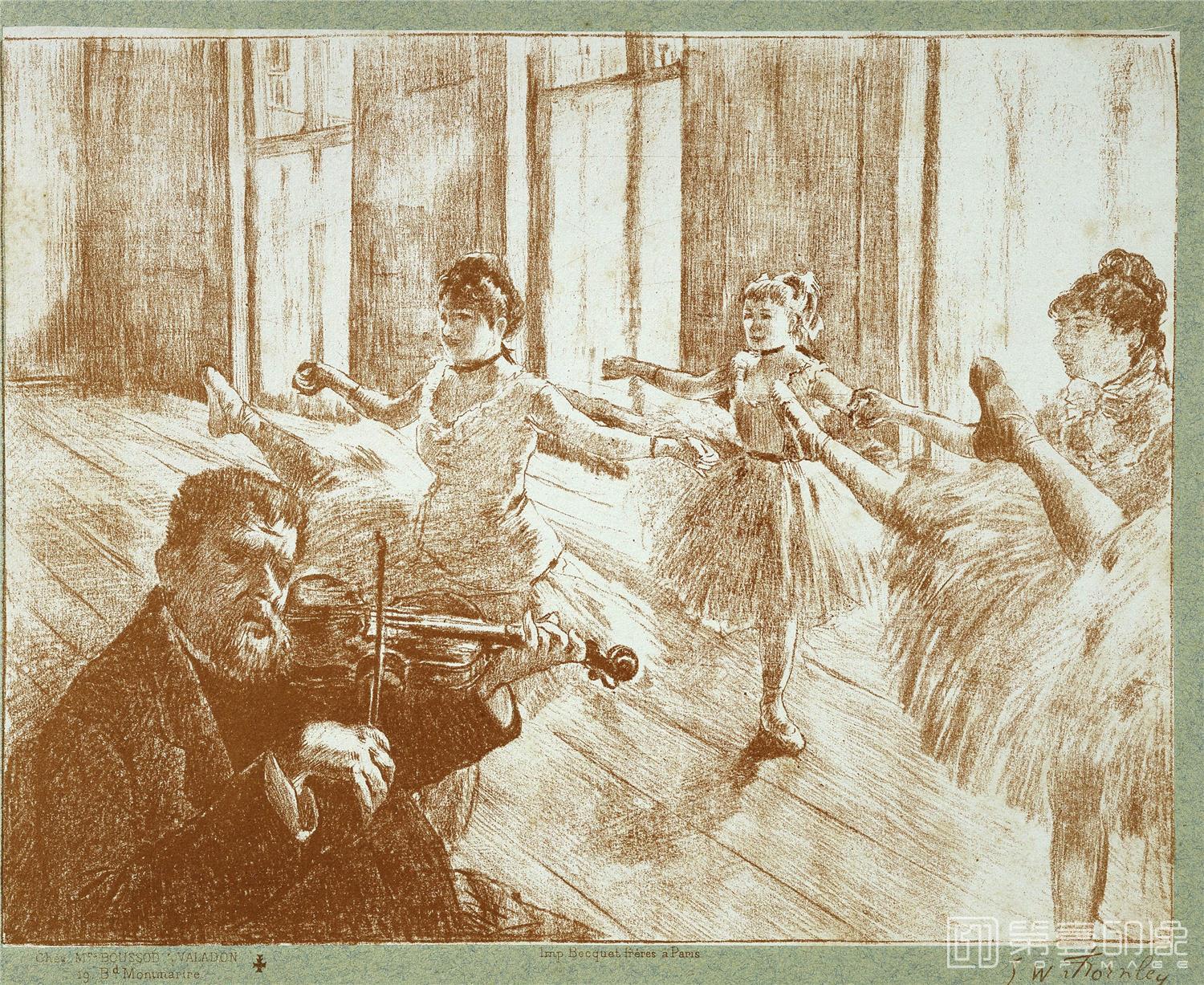 速写-美国弗里克美术馆藏画-William Thornley (after Degas) - The Rehearsal (École de Ballet), c.1888-200
